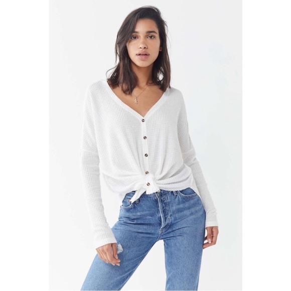 ❤️2/$30❤️[S]Urban Outfitters Out From Under Oversized Waffle knit Cardigan - Picture 2 of 10